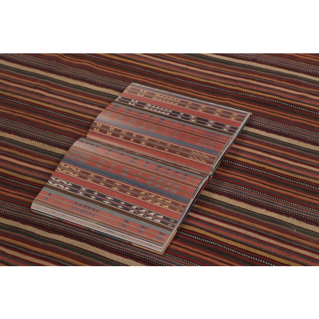 Brown Rug & Kilim’s Contemporary Square Flatweave Rug With Variegated Stripes For Sale - Image 8 of 10