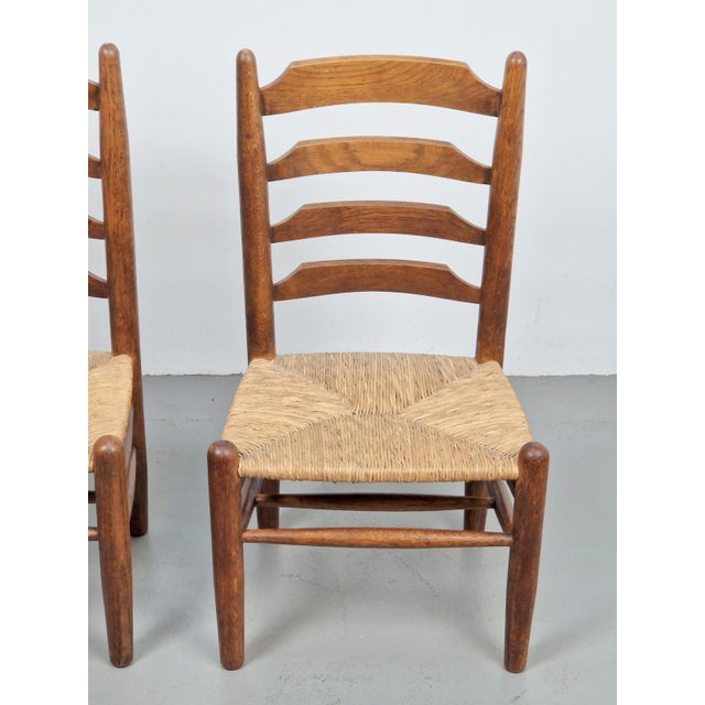 Set of Brutalist Wood and Wicker Chairs in the style of Charlotte Perriand, 1960s, Set of 2 For Sale - Image 6 of 16
