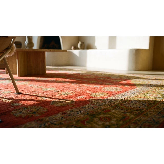 1890s Red Stripe Classic Antique Persian Sultanabad Rug 14'10" X 19'5" Handknotted Wool Carpet For Sale - Image 11 of 11