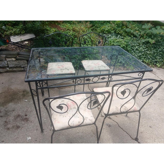 English Vintage Wrought Iron Patio Dining Set, 5 Pieces For Sale - Image 3 of 5