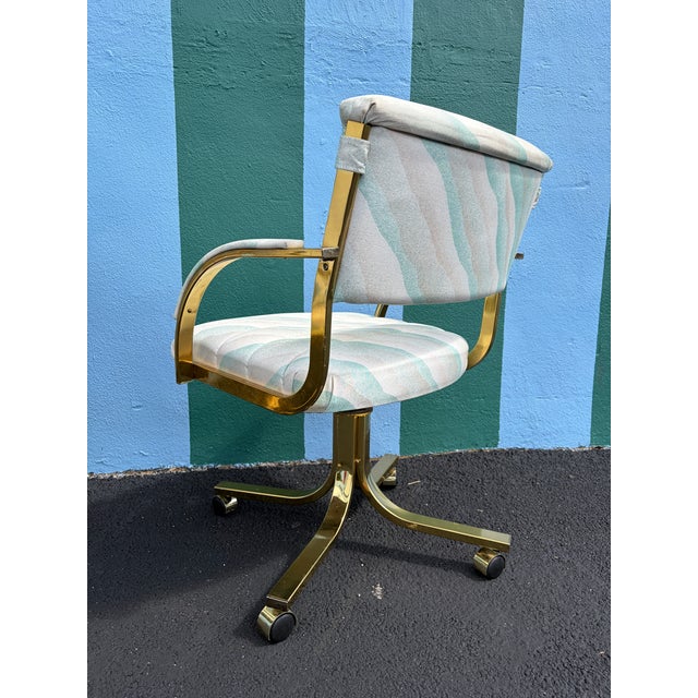 A Pair of Early 1990s Post Modern Brass Rolling Dining Chairs by Cal-Style Furniture. For Sale - Image 10 of 18