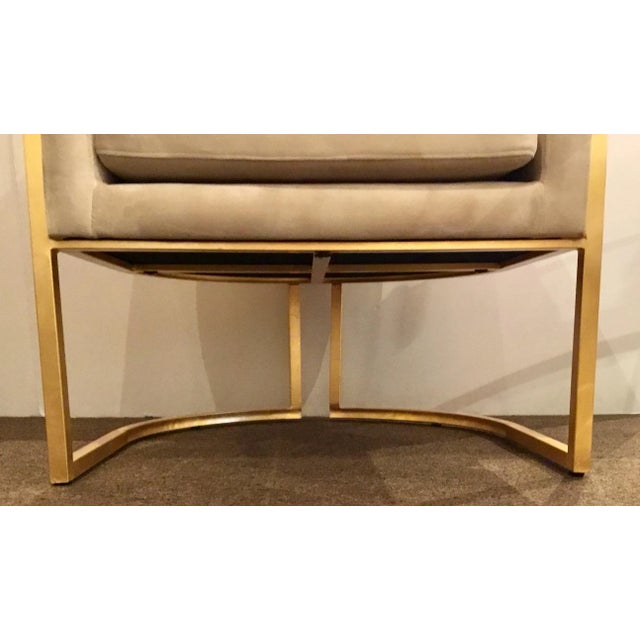 Modern Worlds Away Modern Cream and Gold Barrel Back Jenna Lounge Chair For Sale - Image 3 of 7