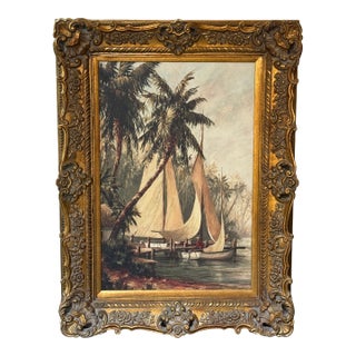 Malarz Rum Bay Reproduction Print in Ornate Gilt Frame For Sale