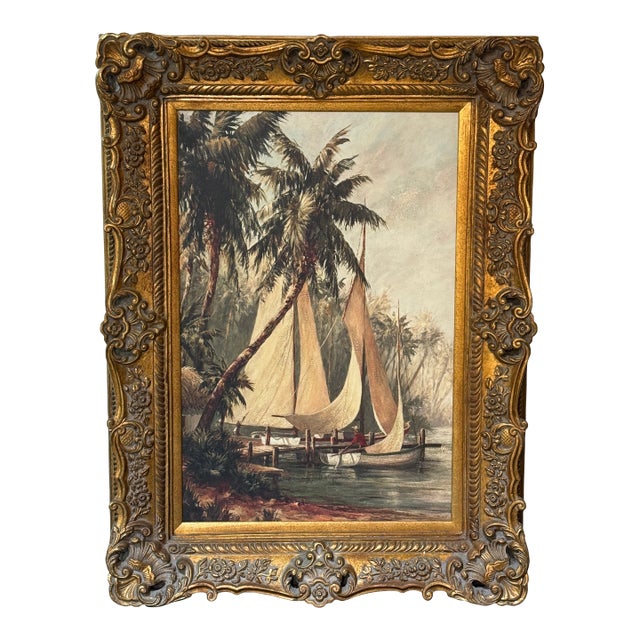 Malarz Rum Bay Reproduction Print in Ornate Gilt Frame For Sale