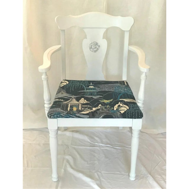 White 1920s White Chinoiserie Armchair Robert Allen Upholstery For Sale - Image 8 of 8