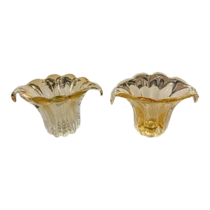 Pair of 1980s Amber Glass Vases