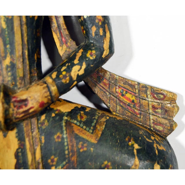 Early 20th Century Antique Indonesian Hand-Carved and Hand-Painted Temple Statue For Sale - Image 9 of 10