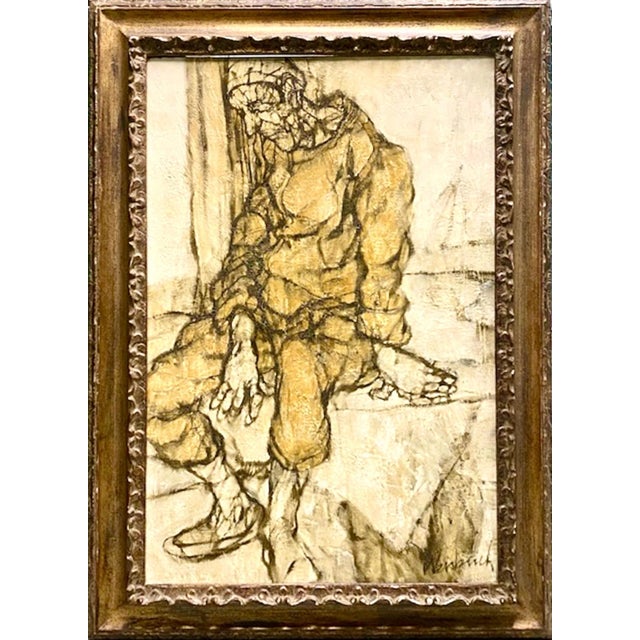 Paint Claude Weisbuch, Large French Figurative Expressionist Oil Painting Seated Figure Claude Weisbuch For Sale - Image 7 of 7