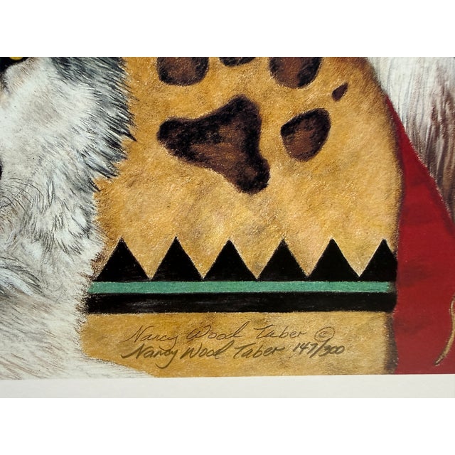 1991 Nancy Wood Taber "Pathfinder" Wolf Signed Numbered Native American Print For Sale - Image 4 of 5