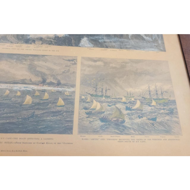 Paper 19th Century Hand Colored Nautical Engraving Print of Whaling Ships For Sale - Image 7 of 11