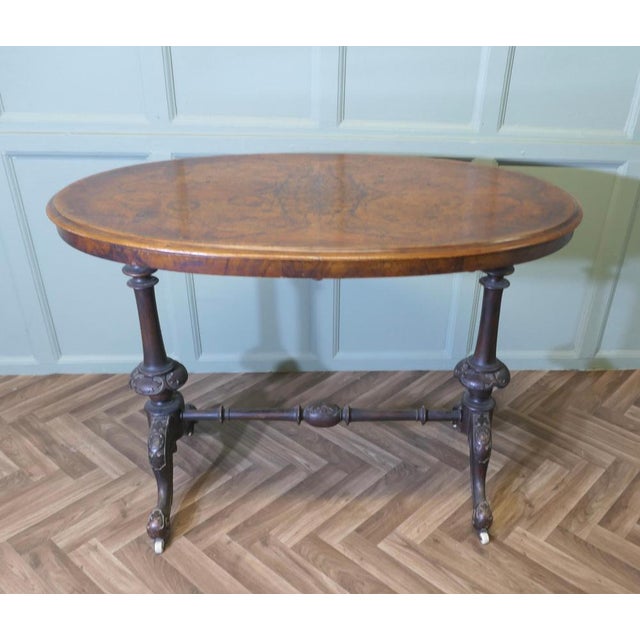 Victorian Oval Walnut Centre Table For Sale - Image 3 of 9