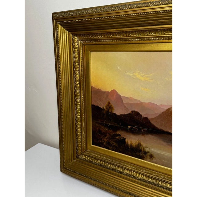 English Sunset Over Lake Windermere – c.1920 Alfred Fontville De Breanski Jr Landscape Oil Painting For Sale - Image 3 of 12