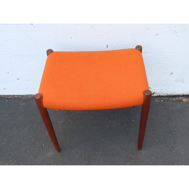 Jl Moller Danish Mid Century Modern Teak Upholstered Stool 6595 For Sale - Image 10 of 12
