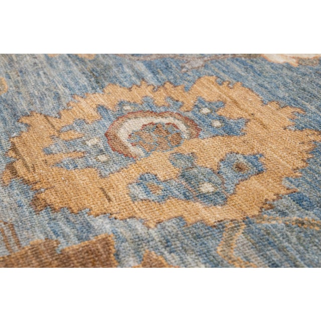 Blue Blue Modern Sultanabad Handmade Oversize Floral Wool Rug For Sale - Image 8 of 10