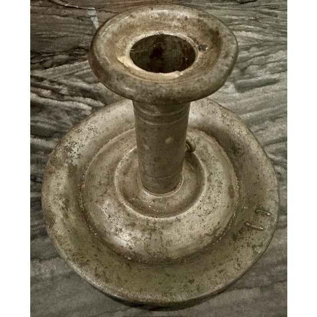 Antique Late 19th Century Pewter Chamber Stick Candlestick Holder For Sale In Orlando - Image 6 of 12
