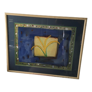 1980s Wonderful Mid - Century Modern Oil Painting Large in Great Frame
