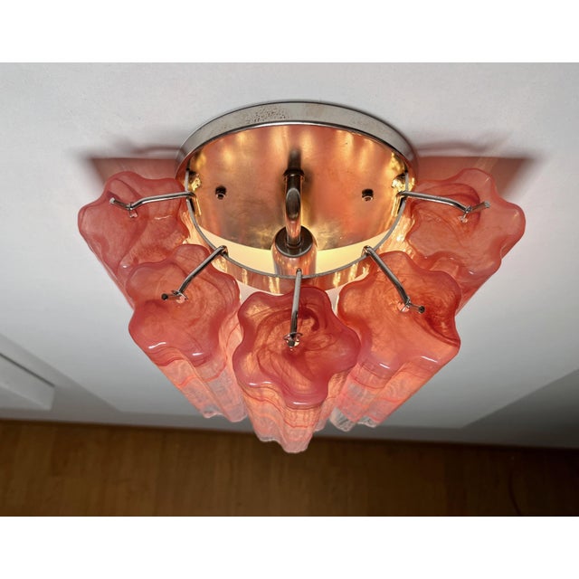 Glass Vintage Murano Glass Tube Wall Sconces with 5 Pink Alabaster Glass Tube, 1990, Set of 2 For Sale - Image 7 of 18
