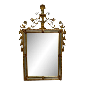 Adams Style Wall / Console / Pier Mirror, Giltwood, Floral Motif