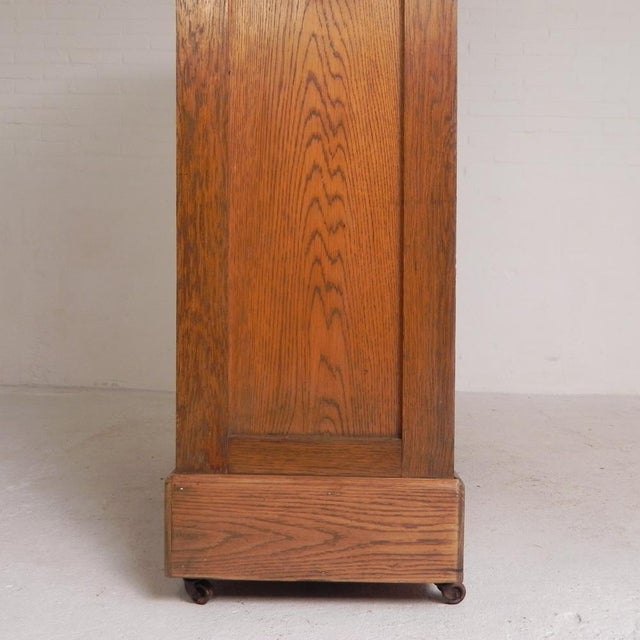 Oak Roller Shutter Cabinet with Shutters One Above the Other, 1930s For Sale - Image 10 of 18