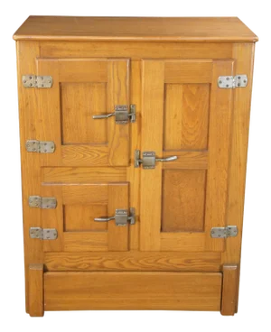 Antique American Oak Farmhouse Kitchen Pantry Ice Box Refrigerator Bar Cabinet