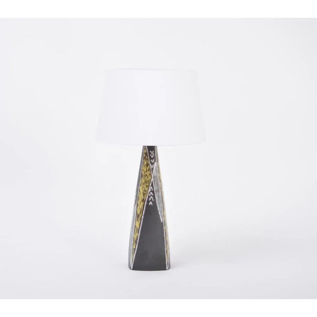 Mid-Century Modern Tall Black Danish Mid-Century Ceramic Table Lamp by Holm Sorensen for Søholm For Sale - Image 3 of 8