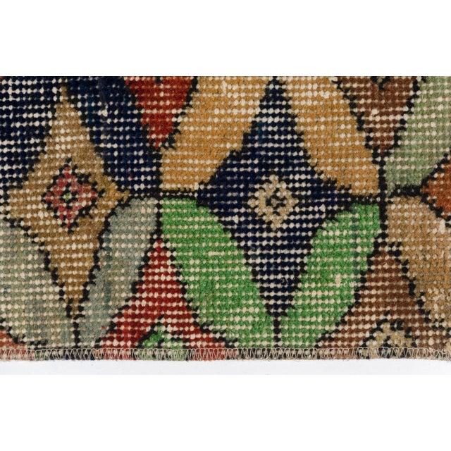 1960s Geometric Antique Vintage Carpet For Sale - Image 5 of 8