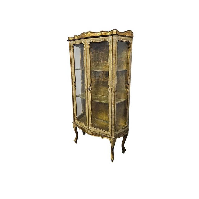 Gilt Lacquered Display Cabinet, 1920s For Sale - Image 4 of 6