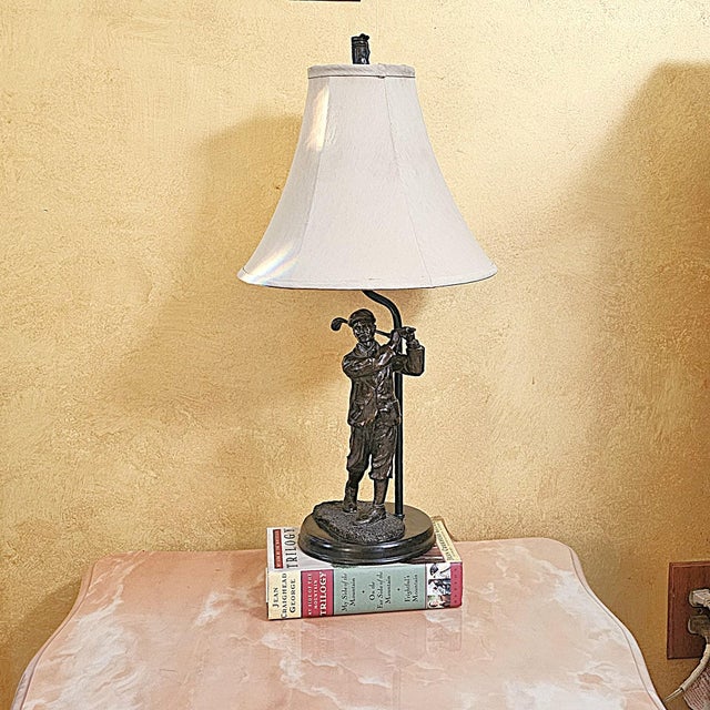 Bronze Vintage Bombay Company Golfer Table Lamp For Sale - Image 8 of 18