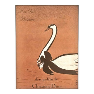 1953 French Christian Dior 2 Perfumes Advertisement Print, by Gruau, Matted For Sale