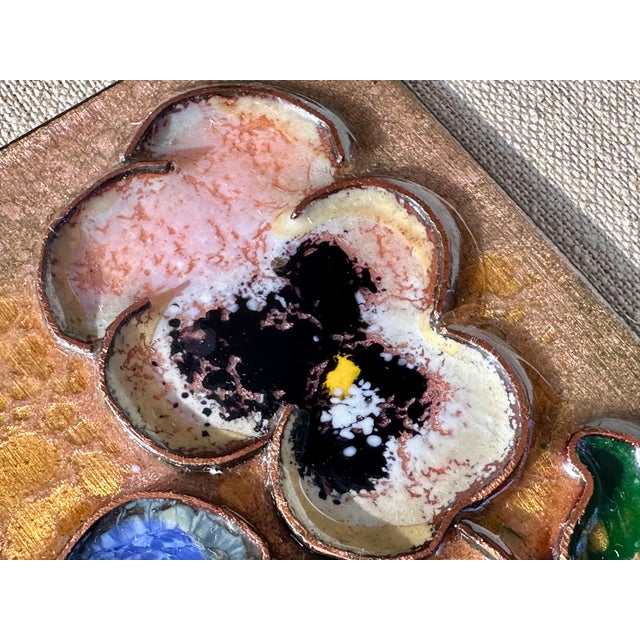 1960s Small Enamel Art Picture in Cloisonné Technique with Floral Motif from Steg-Email, 1960s For Sale - Image 5 of 11