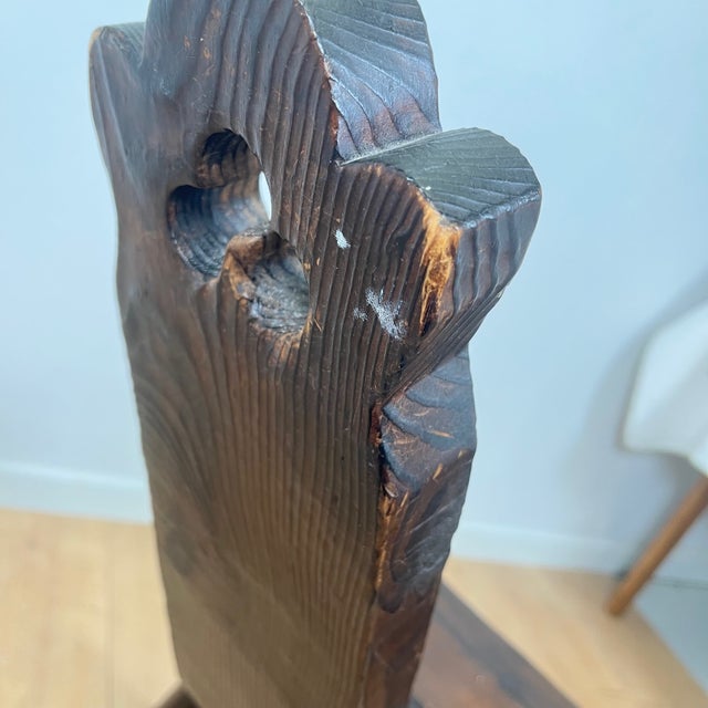 Rustic Vintage Brutalist Chairs in Wood, 1950s, Set of 2 For Sale - Image 3 of 17