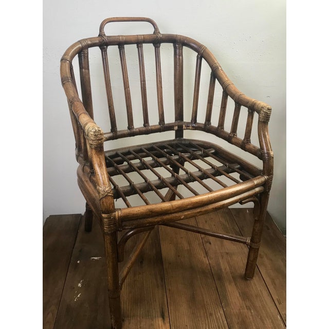 Vintage Bamboo Leather Strap Arm Chair Chairish