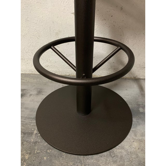 New Industrial Wrought Iron Shop Stool With Pine Wood Seat For Sale - Image 10 of 13
