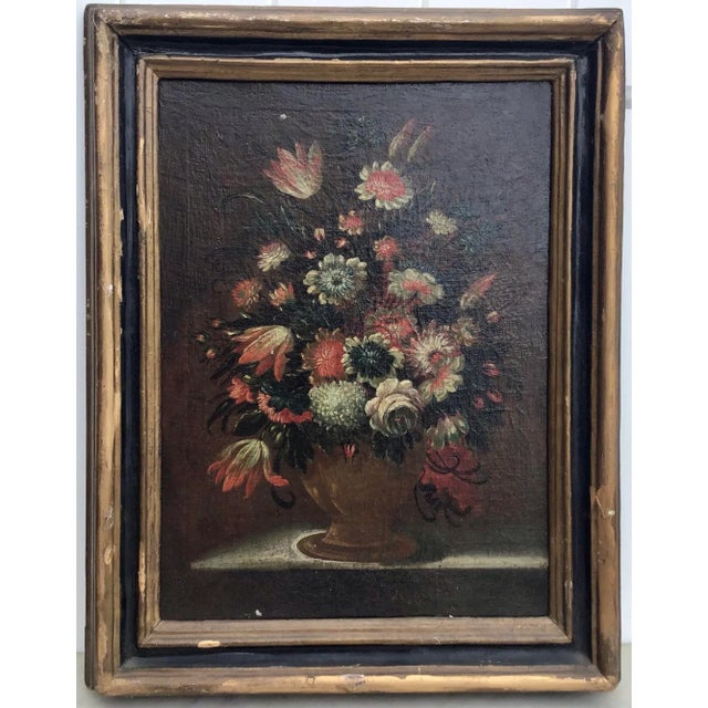 Brown Antique Old Master Floral Still Life Oil Painting Flowers 18th Century Italian For Sale - Image 8 of 9
