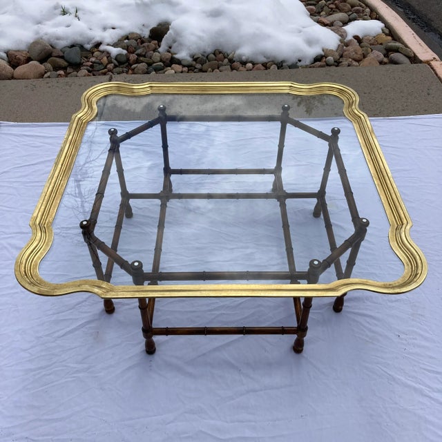 Chestnut 1970s Scalloped Brass Coffee Table in Faux Bamboo For Sale - Image 8 of 13