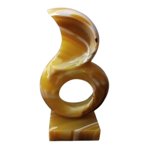 Leonardo Nierma "La Flama" Onyx Marble Treble Bass Clef Music Art Sculpture, Unsigned