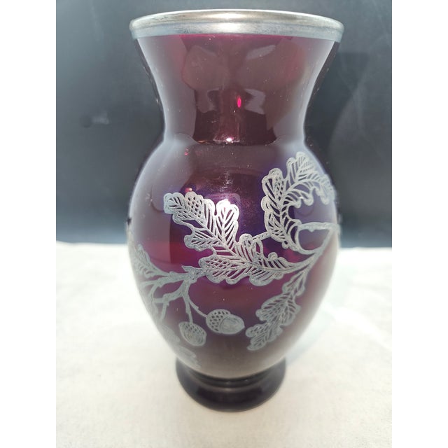 Vintage American Silvered Floral Glass Vase