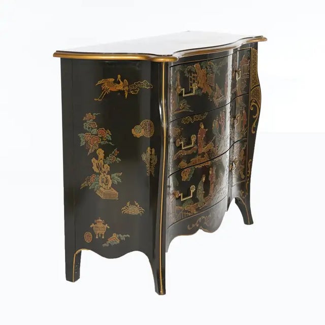 1980s 1980s Drexel Heritage Chinoiserie Decorated & Gilt Commode For Sale - Image 5 of 13