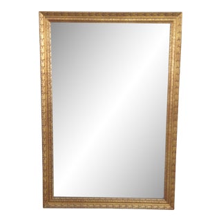Vintage Mid 20th Century Hollywood Regency Rectangular Gold Overmantel Vanity Wall Mirror For Sale