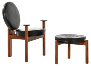Set of Danish Easy Chair with Stool by Bent Møller Jepsen for Sitamo Møbler