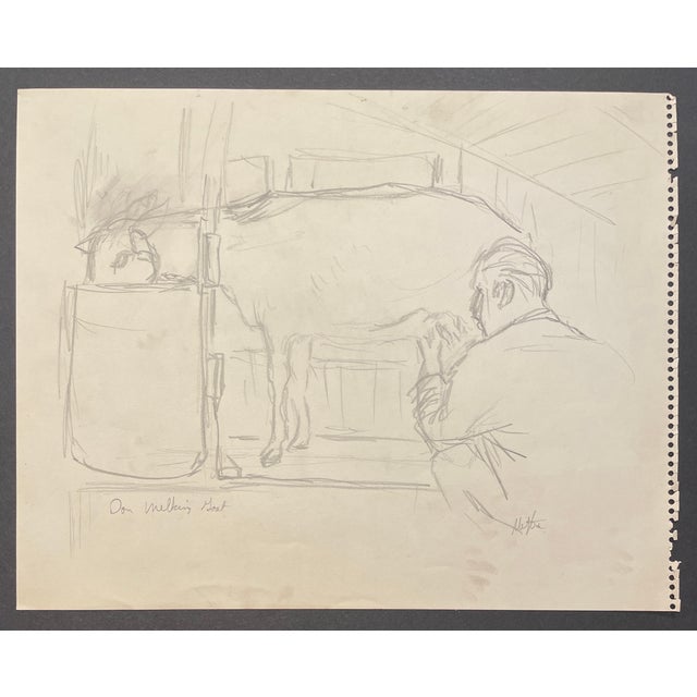 1960s 1960s Neil Meitzler Drawing of a Goat For Sale - Image 5 of 5