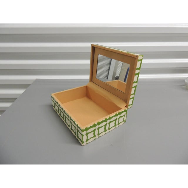 Faux Bone Inlaid Green and Natural Jewelry Box For Sale - Image 4 of 5