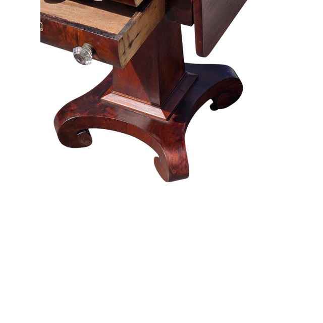 Wood 1840 American Mahogany Empire Drop Leave Side Table. For Sale - Image 7 of 17