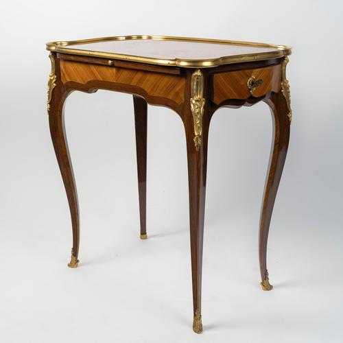 Napoleon III Writing Desk in Marquetry and Gilded Bronze For Sale - Image 5 of 7
