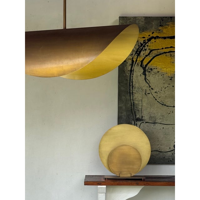 Vintage Handcrafted Finish Bronze Table Lamp — Satin Interior — Ø 40 Cm For Sale - Image 9 of 11