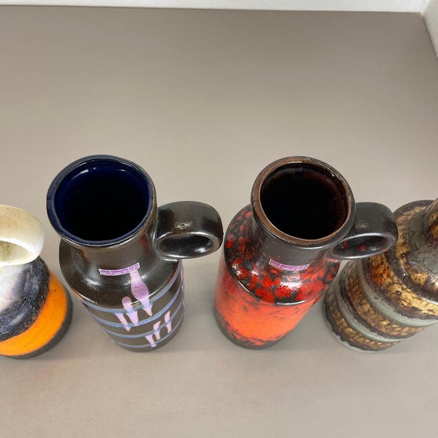 Vintage Fat Lava Pottery Vases attributed to Scheurich, Germany, 1970s, Set of 4 For Sale - Image 15 of 18
