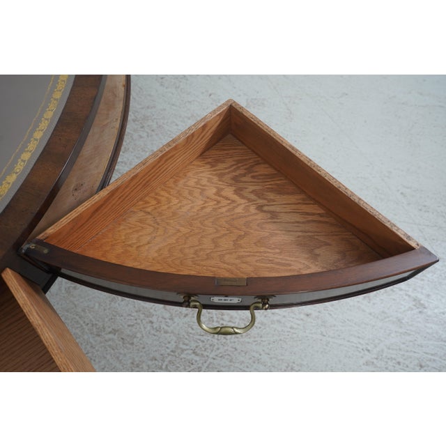 English Style Large Mahogany Round Leather Top Rent Table For Sale In Philadelphia - Image 6 of 18