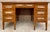 Mid 20th Century Vintage Oak Desk with Seven Drawers, 1940s For Sale - Image 5 of 5