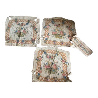 3 Authentic Antique 19th Century Needlepoint Tapestries for Chairs or Pillows For Sale