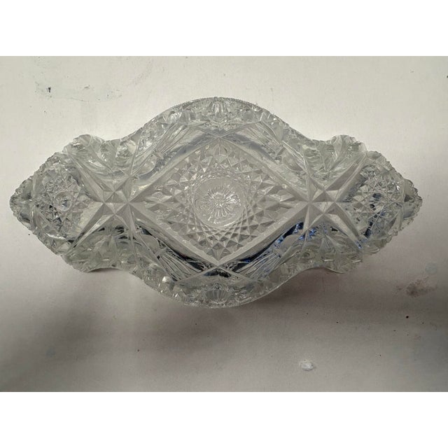 Antique Eapg Pressed Glass Celery Dish With Handles | Victorian Cut Glass Relish Server c.1900 For Sale - Image 4 of 7